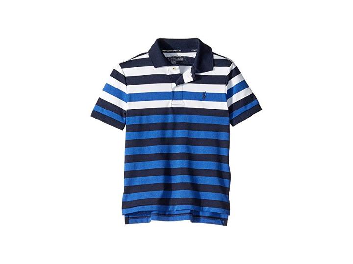 Polo Ralph Lauren Kids Striped Performance Lisle Polo (little Kids/big Kids) (french Navy Multi) Boy's Clothing