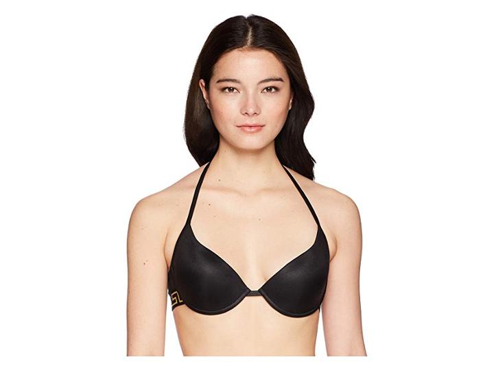 Versace Push Up Elastic Gold Medusa Bikini Top (nero) Women's Swimwear