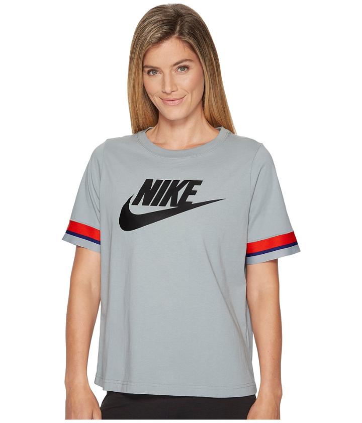Nike Sportswear Stripes Top (light Pumice/black) Women's T Shirt