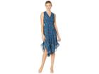 Taylor Sleeveless Chiffon Floral Midi Dress (blue/cherry) Women's Dress