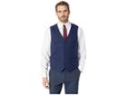 Perry Ellis Slim Fit Washable Plaid Suit Vest (navy) Men's Vest