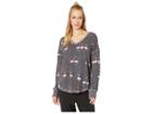 P.j. Salvage Let's Flamingo Thermal (charcoal) Women's Long Sleeve Pullover