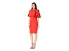Badgley Mischka Capelet Popover Dress In Stretch Crepe (bright Red) Women's Dress