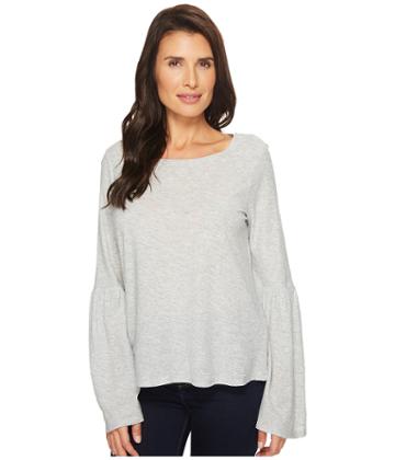Two By Vince Camuto Bell Sleeve Cotton Modal Slub Top (grey Heather) Women's Clothing