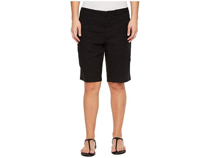 Nydj Petite Petite Bermuda Linen Shorts (black) Women's Shorts
