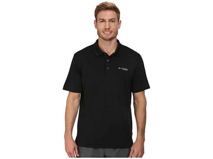 Columbia Low Dragtm Polo (black/gulf Stream) Men's Short Sleeve Pullover