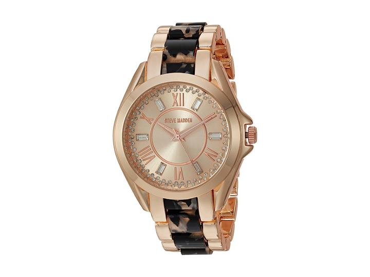 Steve Madden Roman Numbers Alloy Watch (rose Gold/black) Watches