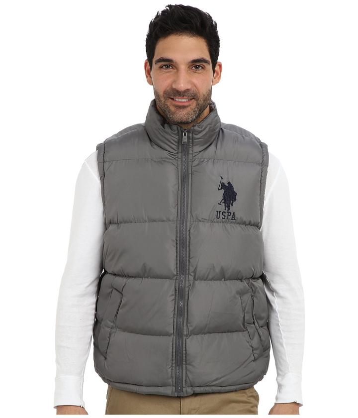 U.s. Polo Assn. Basic Puffer Vest W/ Large Pony (castlerock) Men's Vest