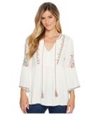 Miss Me Floral Embroidered Bell Sleeve Blouse (ivory White) Women's Clothing