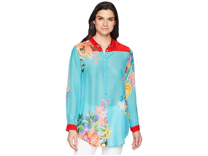 Johnny Was Solo Button Down Top (multi A) Women's Blouse