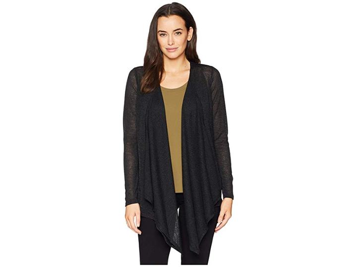 Michael Michael Kors Open Cardigan With Uneven Hem (black) Women's Sweater