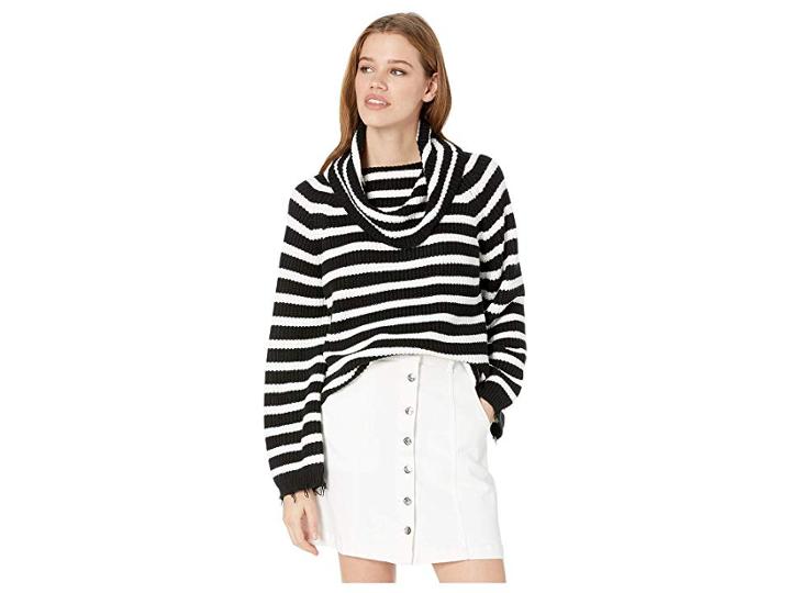 Sanctuary Jagger Cowl Neck Sweater (black/winter White) Women's Sweater