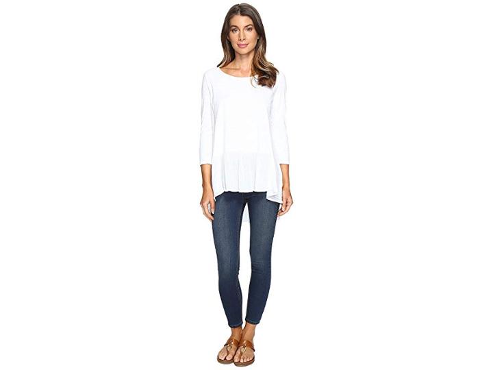 Mod-o-doc Slub Jersey Drop Waist Ruffle Tunic (white) Women's Clothing