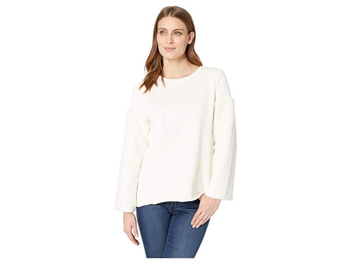 Two By Vince Camuto Fleece Sleeve French Terry Pullover (antique White) Women's Clothing