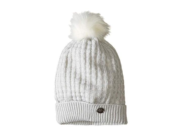 Obermeyer Beulah Knit Hat W/ Faux Fur Pom (fog) Caps