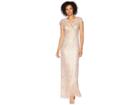 Adrianna Papell Short Sleeve Beaded Lace Gown With Scattered Beads (quartz) Women's Dress