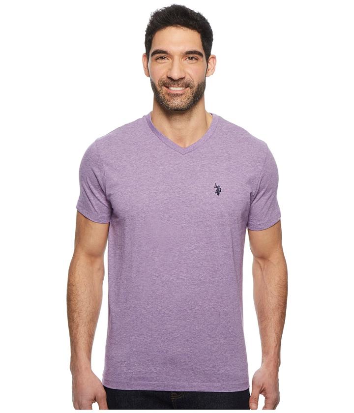 U.s. Polo Assn. V-neck Short Sleeve T-shirt (tie Purple Heather) Men's Short Sleeve Pullover