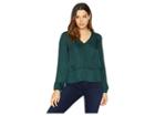 Vince Camuto Long Sleeve Peplum Hem Button Down Blouse (hunter) Women's Blouse