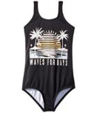 Billabong Kids Waves For Days One-piece (little Kids/big Kids) (black Pebble) Girl's Swimsuits One Piece