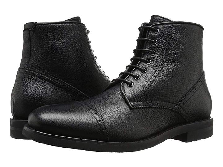 Aquatalia Carter (black Tumbled Pebble Waxy Pull Up) Men's Lace-up Boots