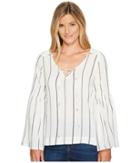 Sanctuary Lila Lace-up Top (luna Stripe) Women's Long Sleeve Pullover