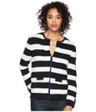 Anne Klein Stripe Jacket Cardigan (black/white) Women's Sweater