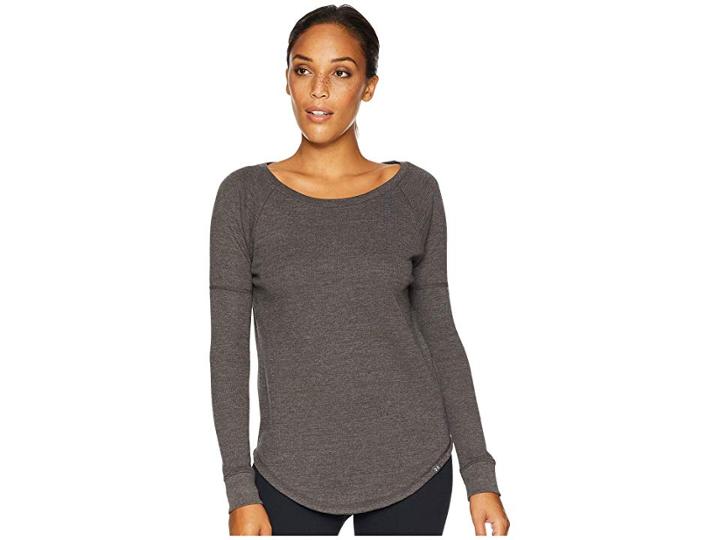 Under Armour Ua Waffle Crew (charcoal Full Heather/charcoal/charcoal) Women's Clothing