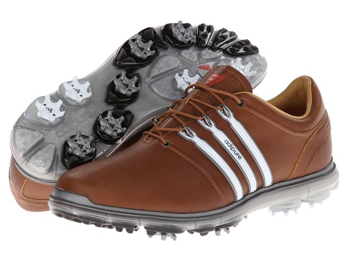 Adidas Golf Pure 360 (tan Brown/white/dark Solar Blue) Men's Golf Shoes