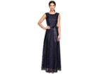 Tahari By Asl All Over Flourettes With Ribbon Belt Dress (navy) Women's Dress