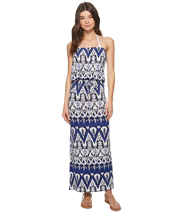 Tommy Bahama Pineapple Maxi Dress Cover-up (dark Sanibel Blue) Women's Swimwear