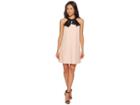 Tahari By Asl Petite Crepe/satin Bow Neck Shift Dress (blush/black) Women's Dress