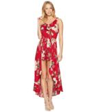 Angie Sleeves Print Maxi Romper (red) Women's Jumpsuit & Rompers One Piece