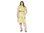 Donna Morgan Plus Size Floral Cotton Polin Shirtdress (sunny Yellow/blue Multi) Women's Dress