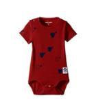 Mini Rodini Heart Rib Short Sleeve Bodysuit (infant) (red) Girl's Jumpsuit & Rompers One Piece