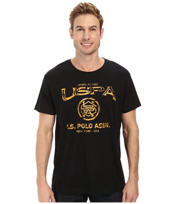 U.s. Polo Assn. Crew Neck Uspa Graphic T-shirt (black) Men's T Shirt