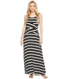 Calvin Klein Striped Crisscross Maxi Dress (black/white) Women's Dress