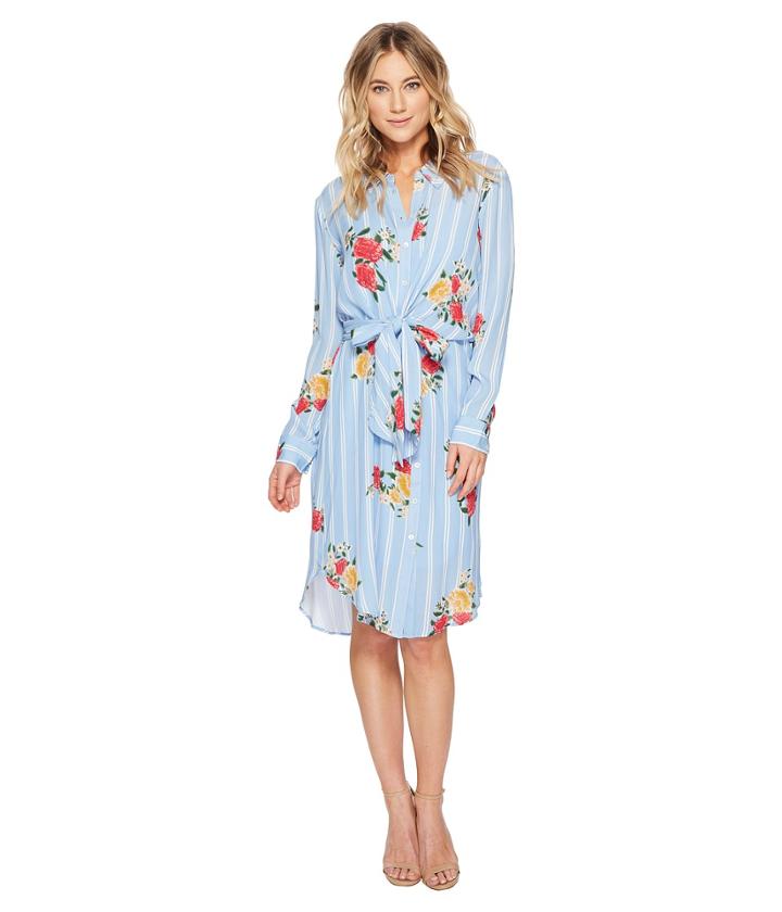 Adelyn Rae Iris Shirtdress (azure Blue Multi) Women's Dress
