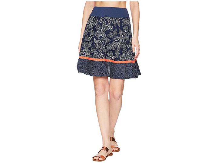 Royal Robbins Cool Mesh Eco-skirt Print (deep Blue Flower) Women's Skirt