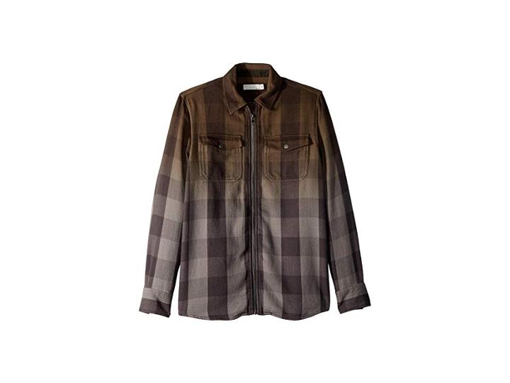 Stella Mccartney Kids Melvil Plaid Ombre Button Up Shirt (toddler/little Kids/big Kids) (black/grey) Boy's Clothing