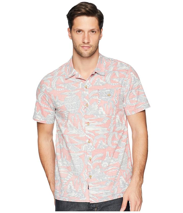 Roark Misty Morning Woven Shirt (coral) Men's Short Sleeve Button Up