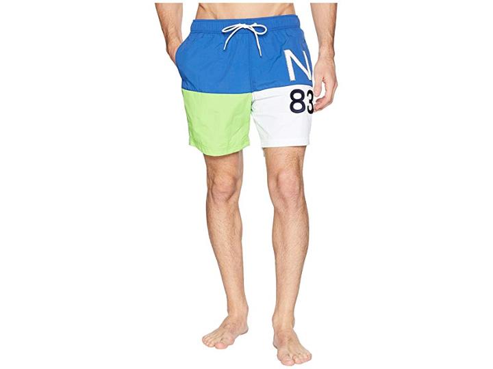 Nautica Color Blocked Swim Trunk (lime Surf) Men's Swimwear