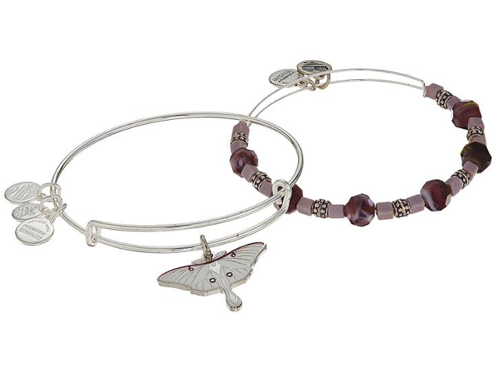 Alex And Ani Luna Moth Set Of 2 Bracelet (silver) Bracelet