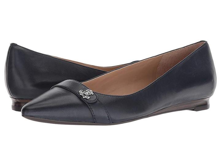 Lauren Ralph Lauren Aminah (dark Midnight Super Soft Leather) Women's Flat Shoes