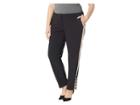 Calvin Klein Plus Plus Size Pants With Contrast Stripe And Button On Ankle (black) Women's Casual Pants