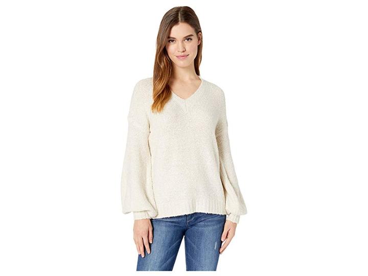 Kensie Fuzzy Boucle Sweater Ksdk5922 (antique Cream) Women's Sweater