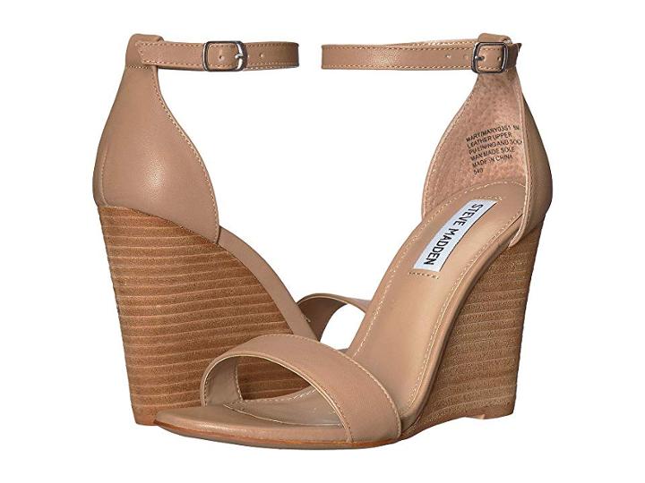 Steve Madden Mary Wedge Sandal (natural Leather) Women's Sandals