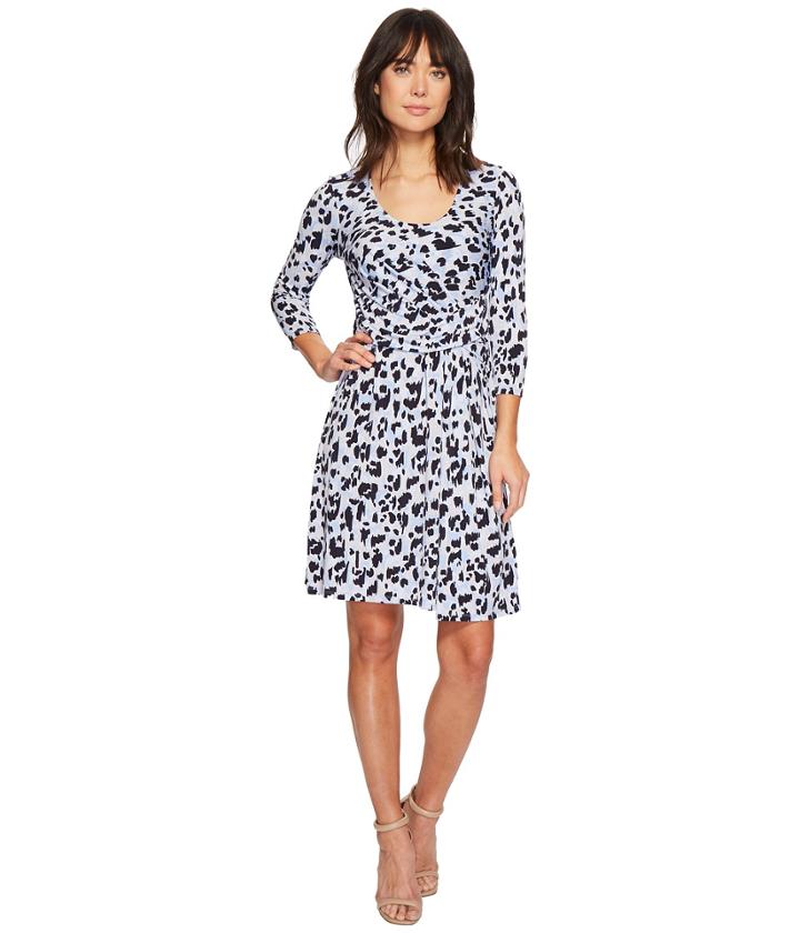 Ellen Tracy Elbow Sleeve Side Twist Dress (leopard Expression) Women's Dress