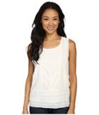 Lucky Brand Detailed Embroidered Tank Top (marsmallow) Women's Sleeveless