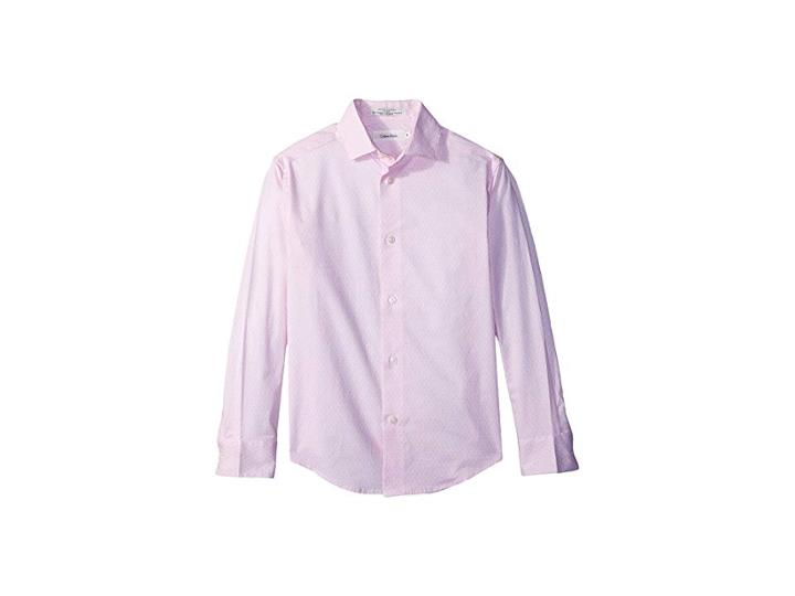 Calvin Klein Kids Hexagon Dot Print Long Sleeve Shirt (big Kids) (peachwood) Boy's Clothing
