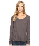 Lucky Brand Lace Mixed Thermal Top (pavement) Women's Clothing